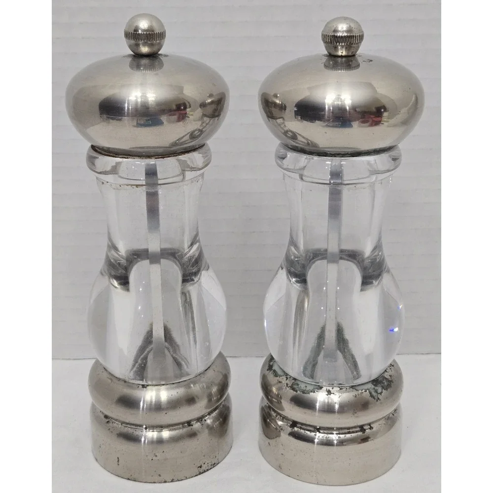 Vtg Olde Thompson Acrylic Salt Shaker/Pepper Mill, 8 Inch, See Descript - As Is